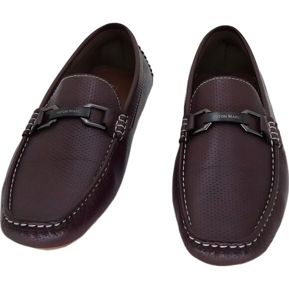 Aston Marc Men's Charter Driving Loafers Maroon Leather Slip-On 12M - Picture 5 of 6